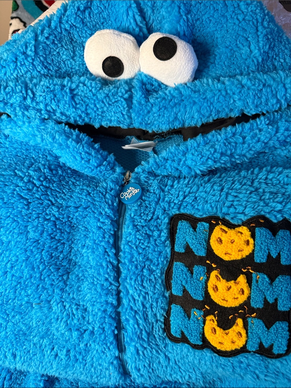 Sesame Street Cookie Monster Fuzzy Jumpsuit Costume Onesie S/M